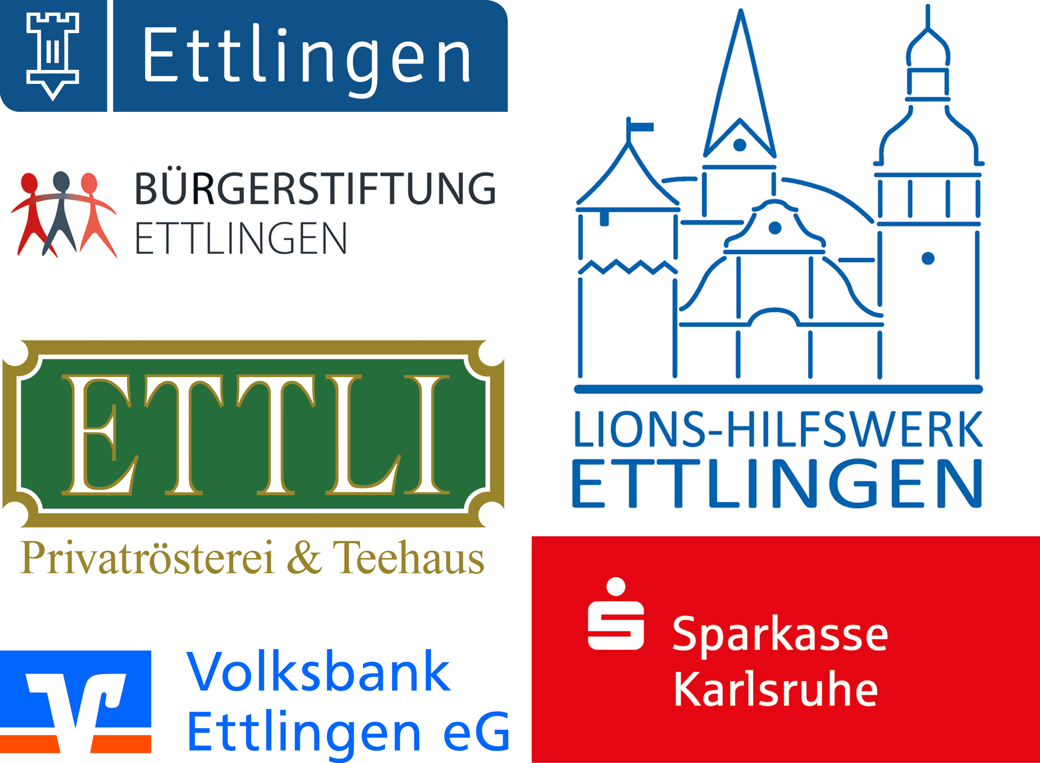 Sponsoren: Bürgerstiftung Ettlingen, Ettli, Ettlingen, Lions-Hilfswerk Ettlingen, Sparkasse Karlsruhe, Volksbank Ettlingen eG